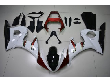 Accents Blanc Brillant & Rouge 03-04 R6 Carénage Moto