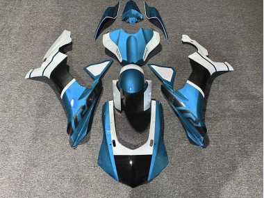 Accents Bleu Clair & Fibre De Carbone 15-19 R1 Carénage Moto