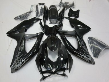 Argent & Noir 08-10 GSXR 600-750 Carénage Moto