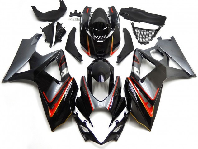 Argent & Noir Avec Rouge 07-08 GSXR 1000 Carénage Moto