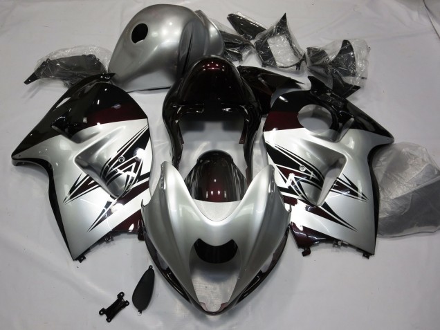 Argent & Rouge Foncé 97-07 GSXR 1300 Carénage Moto