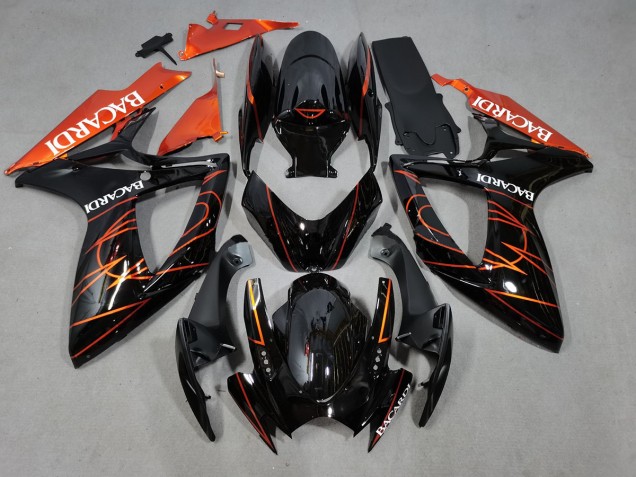 Bacardi Noir & Orange 06-07 GSXR 600-750 Carénage Moto