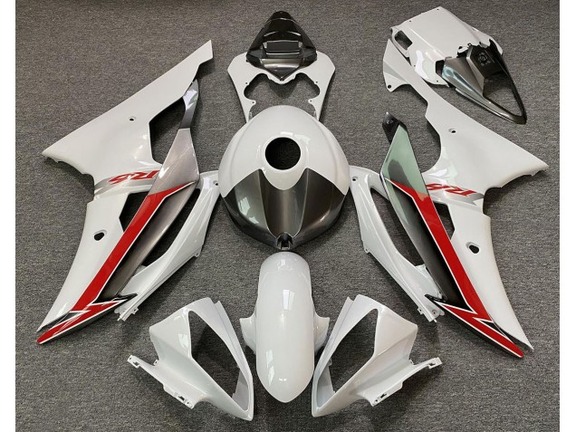 Blanc Brillant Argent & Rouge 08-16 R6 Carénage Moto