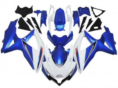 Blanc Brillant Brillant Avec Argent & Bleu 08-10 GSXR 600-750 Carénage Moto