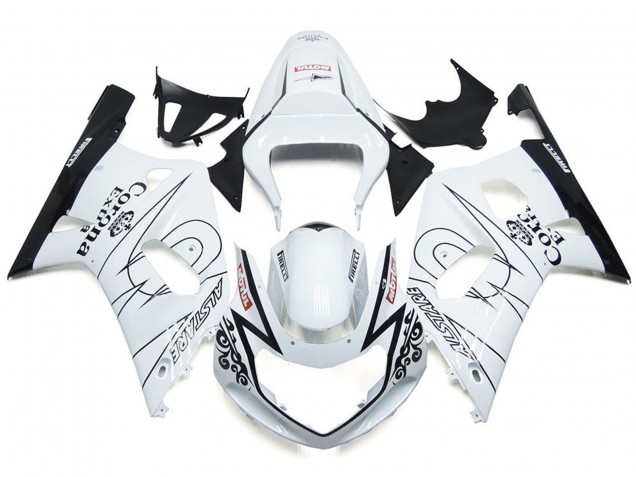 Blanc Brillant Corona & Noir 01-03 GSXR 600-750 Carénage Moto