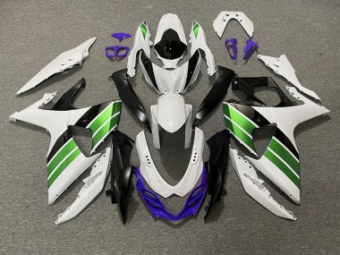Blanc Brillant Vert Noir & Violet 09-16 GSXR 1000 Carénage Moto