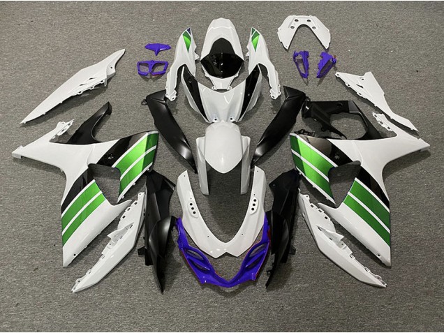 Blanc Brillant Vert Noir & Violet 09-16 GSXR 1000 Carénage Moto