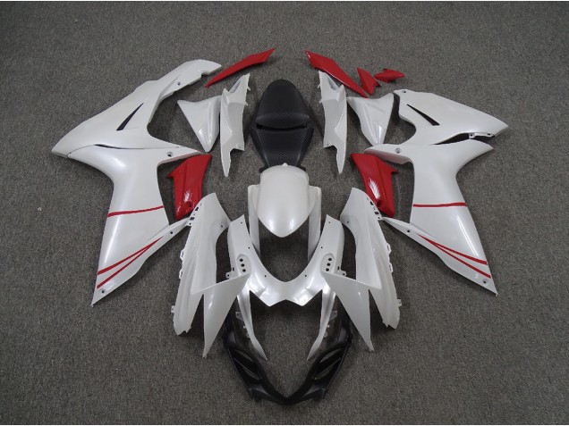 Blanc Nacré & Rouge 11-24 GSXR 600-750 Carénage Moto