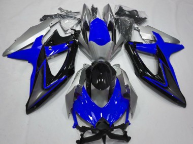 Bleu & Argent 08-10 GSXR 600-750 Carénage Moto
