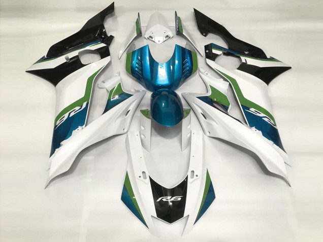 Bleu Clair & Blanc Brillant 17-21 R6 Carénage Moto