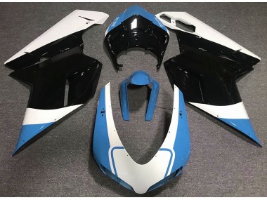 Bleu Clair Brillant Blanc & Noir 07-14 Ducati 848 1098 1198 Carénage Moto