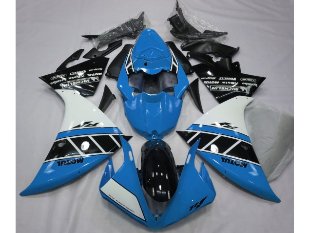 Bleu Clair Brillant Blanc & Noir 12-14 R1 Carénage Moto