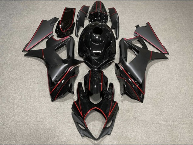 Garniture Noire & Rouge Mate & Brillante 07-08 GSXR 1000 Carénage Moto