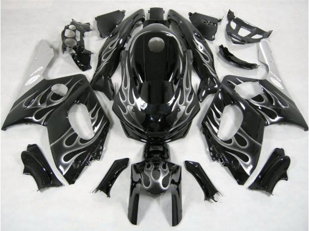 Noir & Argent Flamme 98-07 YZF600 Carénage Moto