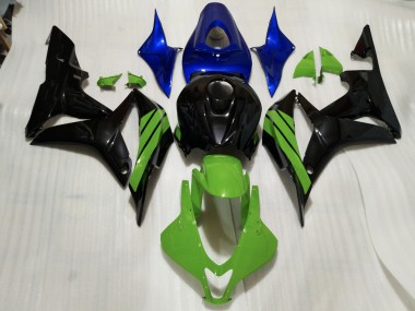 Noir Brillant & Accents Verts & Bleus 07-08 CBR600RR Carénage Moto