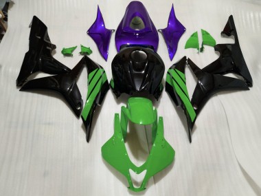 Noir Brillant Accents Verts & Violets 07-08 CBR600RR Carénage Moto