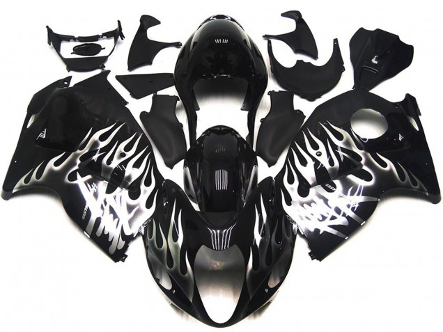 Noir Brillant Avec Argent Flamme 97-07 GSXR 1300 Carénage Moto