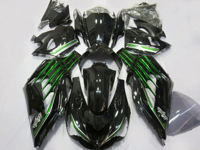 Noir Brillant Avec Vert 12-21 ZX14R Carénage Moto