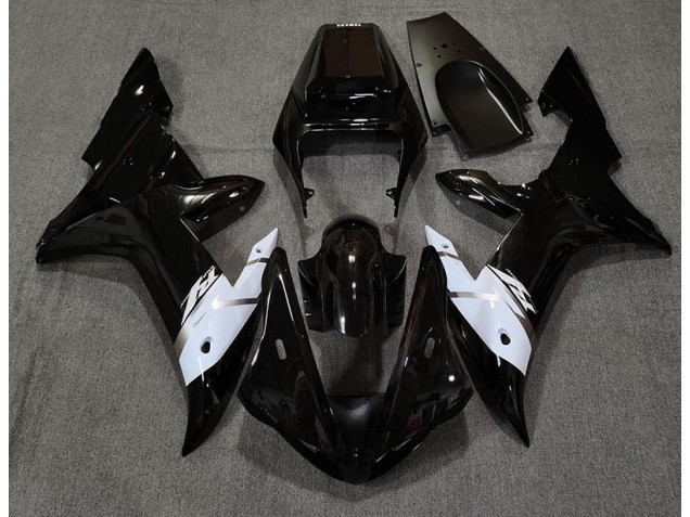 Noir Brillant Blanc & Argent 02-03 R1 Carénage Moto
