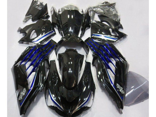 Noir Brillant & Bleu 12-21 ZX14R Carénage Moto