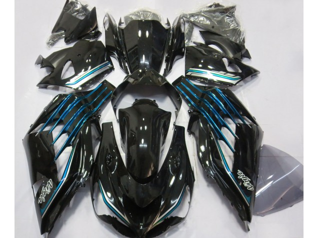 Noir Brillant & Bleu Clair 12-21 ZX14R Carénage Moto