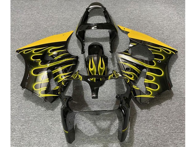 Noir Brillant & Jaune Flamme 00-02 ZX6R Carénage Moto