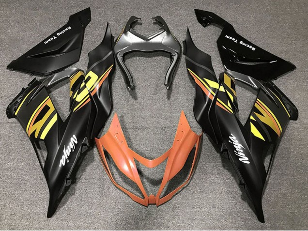 Noir Brillant & Orange 13-18 ZX6R Carénage Moto