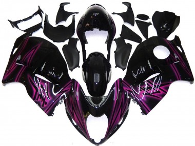 Noir Brillant Personnalisé Avec Rose 97-07 GSXR 1300 Carénage Moto