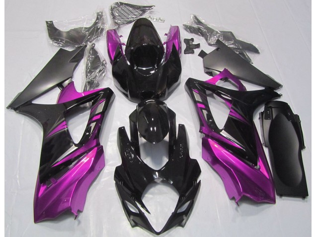 Noir Brillant & Rose 07-08 GSXR 1000 Carénage Moto