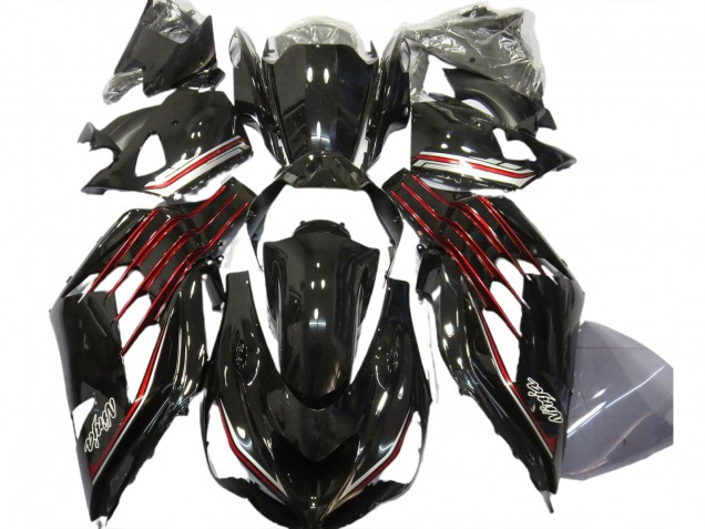 Noir Brillant & Rouge 12-21 ZX14R Carénage Moto