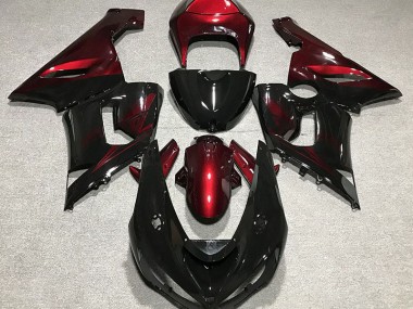 Noir Brillant & Rouge Profond 05-06 ZX6R Carénage Moto