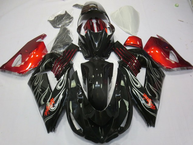Noir Flamme Rouge 06-11 ZX14R Carénage Moto