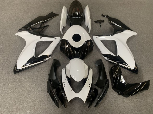 Noir Mat & Blanc Brillant 06-07 GSXR 600-750 Carénage Moto