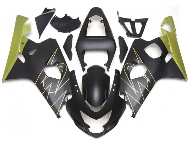 Noir Mat & Or Corona Personnalisé 04-05 GSXR 600-750 Carénage Moto