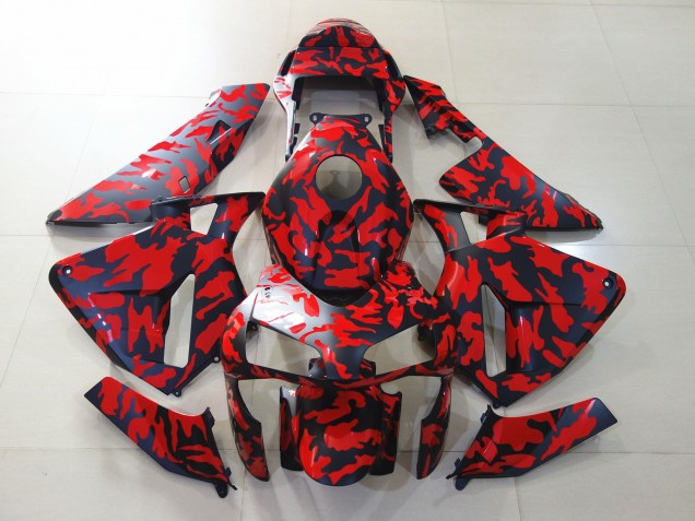 Noir Mat & Rouge Camo 03-04 CBR600RR Carénage Moto