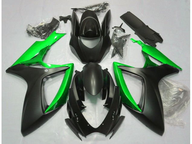 Noir Mat & Vert 06-07 GSXR 600-750 Carénage Moto