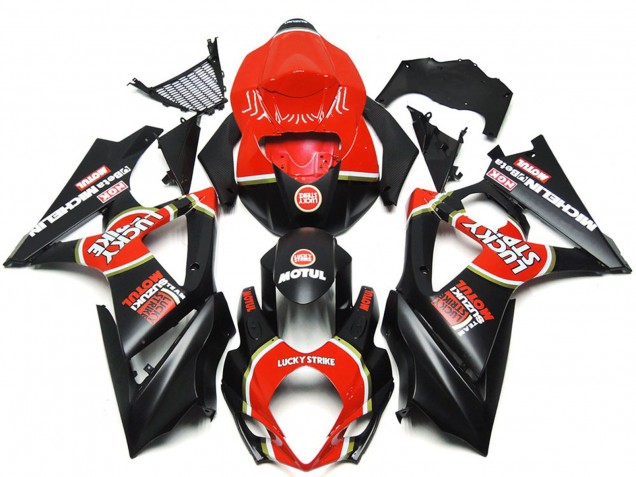 Noir Mat Vibrant Personnalisé Lucky Strike 07-08 GSXR 1000 Carénage Moto