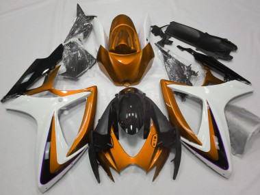 Orange & Blanc Débadgé 06-07 GSXR 600-750 Carénage Moto