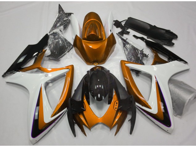 Orange & Blanc Débadgé 06-07 GSXR 600-750 Carénage Moto