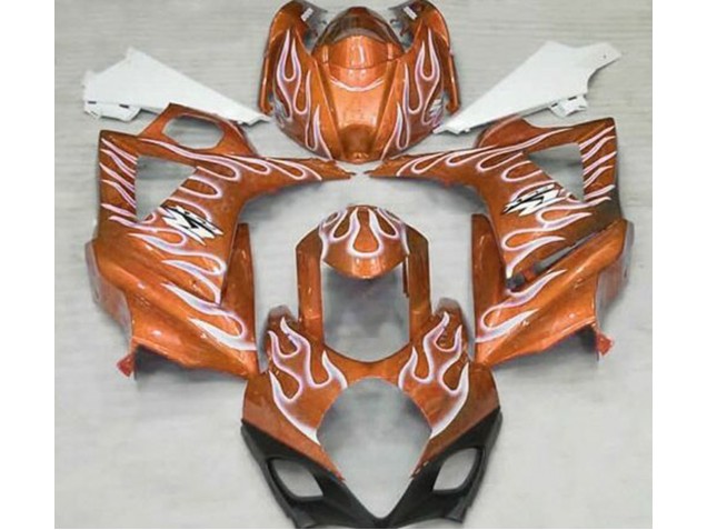 Orange Brillant & Blanc Flamme 07-08 GSXR 1000 Carénage Moto