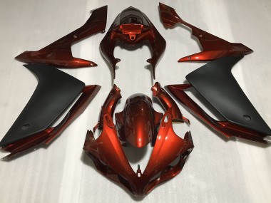 Orange Foncé Brillant & Noir 07-08 R1 Carénage Moto