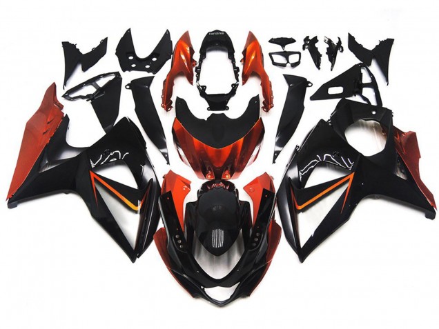 Orange & Noir Personnalisés Avec Incrustation Argentée 09-16 GSXR 1000 Carénage Moto