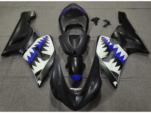 Requin Noir Mat & Bleu 05-06 ZX6R Carénage Moto