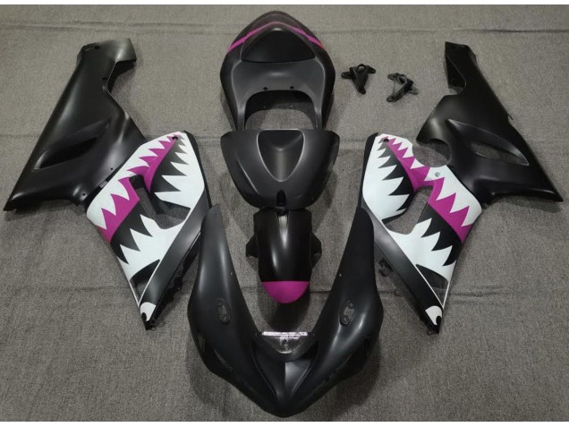 Requin Noir Mat & Rose 05-06 ZX6R Carénage Moto