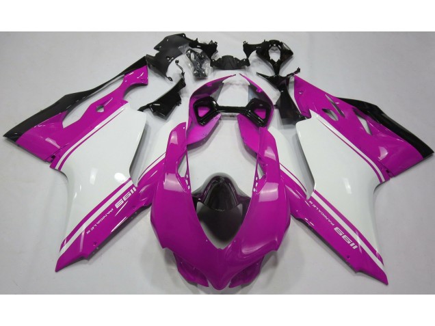 Rose Brillant Blanc & Noir 11-14 Ducati 1199 Carénage Moto