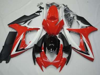 Rouge & Blanc 06-07 GSXR 600-750 Carénage Moto