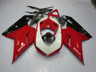 Rouge & Blanc 07-14 Ducati 848 1098 1198 Carénage Moto