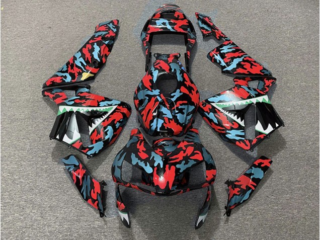 Rouge & Bleu Camo 03-04 CBR600RR Carénage Moto