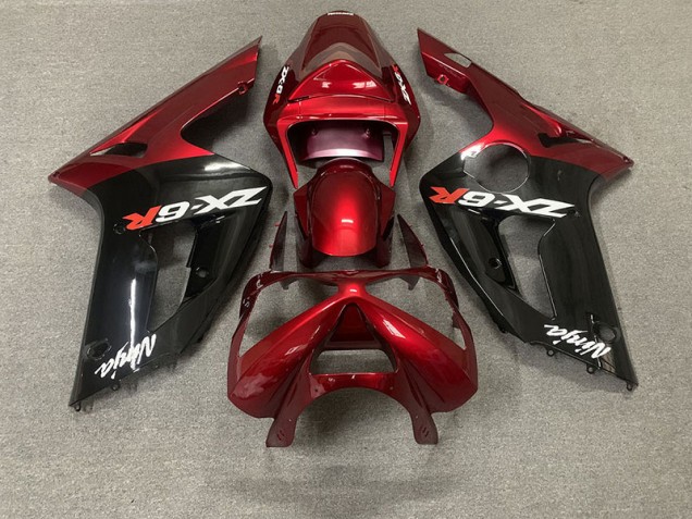 Rouge Brillant & Noir 03-04 ZX6R Carénage Moto