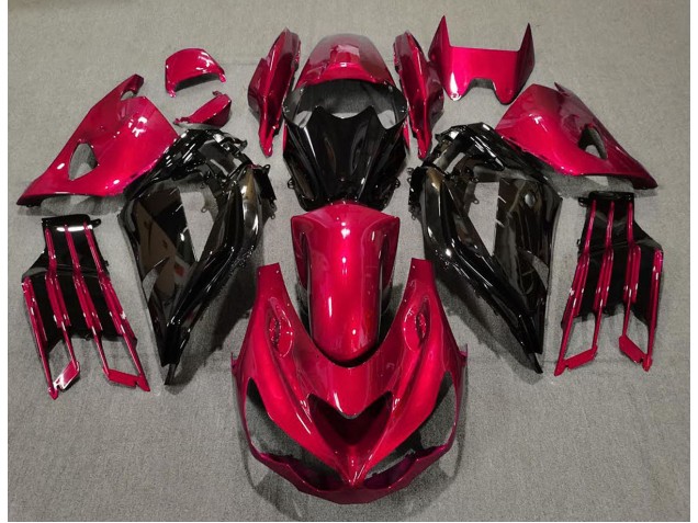 Rouge Brillant & Noir 12-21 ZX14R Carénage Moto